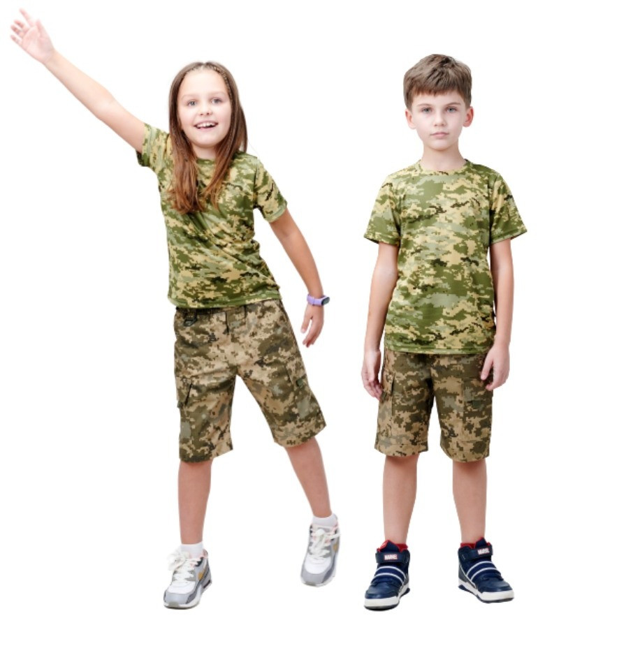 Дитячий камуфляж комплект футболка шорти RANGER ARMY KIDS Піксель