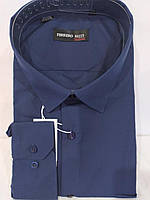 Большие мужские рубашки темно синие Ferrero Gizzi классические с длинным рукавом Размер:.49 .50.