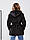 Куртка демісезона жіноча на поясі з капюшоном арт. 505 чорна/ чорний, фото 4