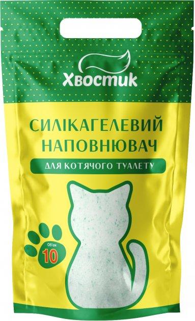 Photos - Cat Litter Силикагелевый наполнитель Хвостик 10 л мелкий 0,5-2 мм с зелеными гранулам