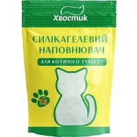 Силікагелевий наповнювач для котів 7.2 л / 2.7 кг Хвостик дрібний 0,5-2 мм із зеленими гранулами