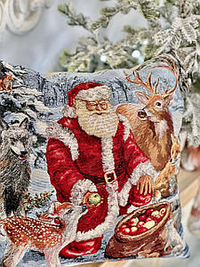 Наволочка гобеленова новорічна декоративний дід Морозанта клаус олені Limaso Лімасо 45 х 45 см SCENERY-NV