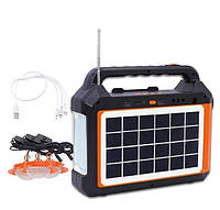 Фонарь EP-0198 Power Bank радио блютуз с солнечной панелью 9V 3W лампочки 3шт Кемпинговый солнечная станция