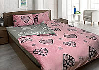 Комплект постельного белья микрофибра+бязь ТЕТ-@-ТЕТ Сердца на розовом (евро размер)