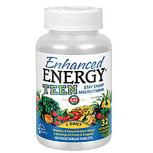 Комплекс для підлітків, пам'яті та Концентрації, Enhanced Energy, KAL, 60 вегетаріанських таблеток