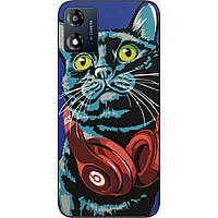 Силіконовий чохол Epik для Motorola Moto E13 з картинкою Кіт із навушниками