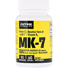 Вітамін К2 у Формі МК-7, Vitamin K2 as MK-7, Jarrow Formula, 90 мкг, 60 капсул