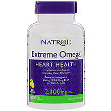 Омега Extreme, Omega, Natrol, лимон, 2400 мг, 60 м'яких капсул (1200 мг на м'яку капсулу)