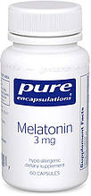 Мелатонін, Melatonin, Pure Encapsulations, 3 мг, 60 капсул