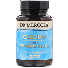 Кальцій з вітамінами D3 і К2, Calcium with Vitamins D3 & K2, Dr. Mercola, 30 капсул