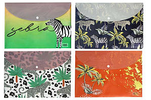 Папка-конверт на кнопці А4 ООПТ з фольгою, Дика природа, мікс