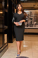 Елегантна облягаюча жіноча сукня з аплікацією із страз на рукавах з 48 по 58 розмір, фото 8