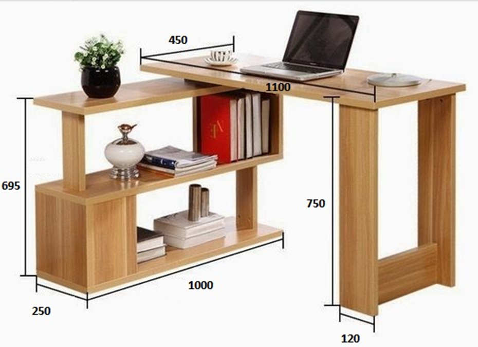 Поворотний письмовий стіл-трансформер Ск-8 Дуб Сонома з полицями Мікс Мебель, фото 1