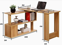 Поворотний комп'ютерний стіл, письмовий зі стелажом кутовий трансформер Ск-8 Дуб Сонома Мікс Меблі