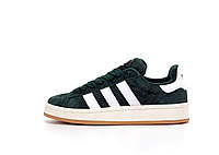 Мужские кроссовки Adidas Campus Dark Green White (зеленые) демисезонные повседневные кроссовки 14398 Адидас