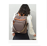 Рюкзак жіночий міський сірий із нейлонової тканини 440G, фото 2