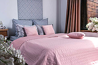 Качественное стеганое покрывало 220х240 шикарные микрофибра, покрывало на двуспальную кровать велюр Розовый