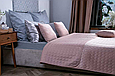 Покривало на двоспальне ліжко 180x220 стьобане дизайнерське, однотонні пледи мікрофібра Персиковий, фото 7