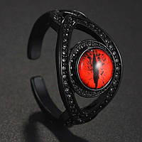 Жіноче кільце чорне з каменем червоний розмір регулюється