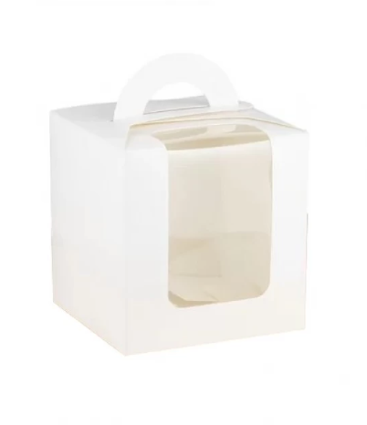 Коробка на 1 капкейк, біла, з вікном, 90*90*110