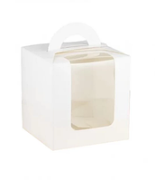 Коробка на 1 капкейк, біла, з вікном, 90*90*110