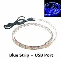 Світлодіодна LED стрічка 2 метра з живленням від повербанка або USB (синій колір)