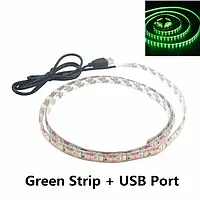 Світлодіодна LED стрічка 2 метра з живленням від повербанка або USB (зелений колір)