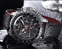 Черные мужские наручные часы Megir спортивный Selli Чорний чоловічий наручний годинник Megir спортивний