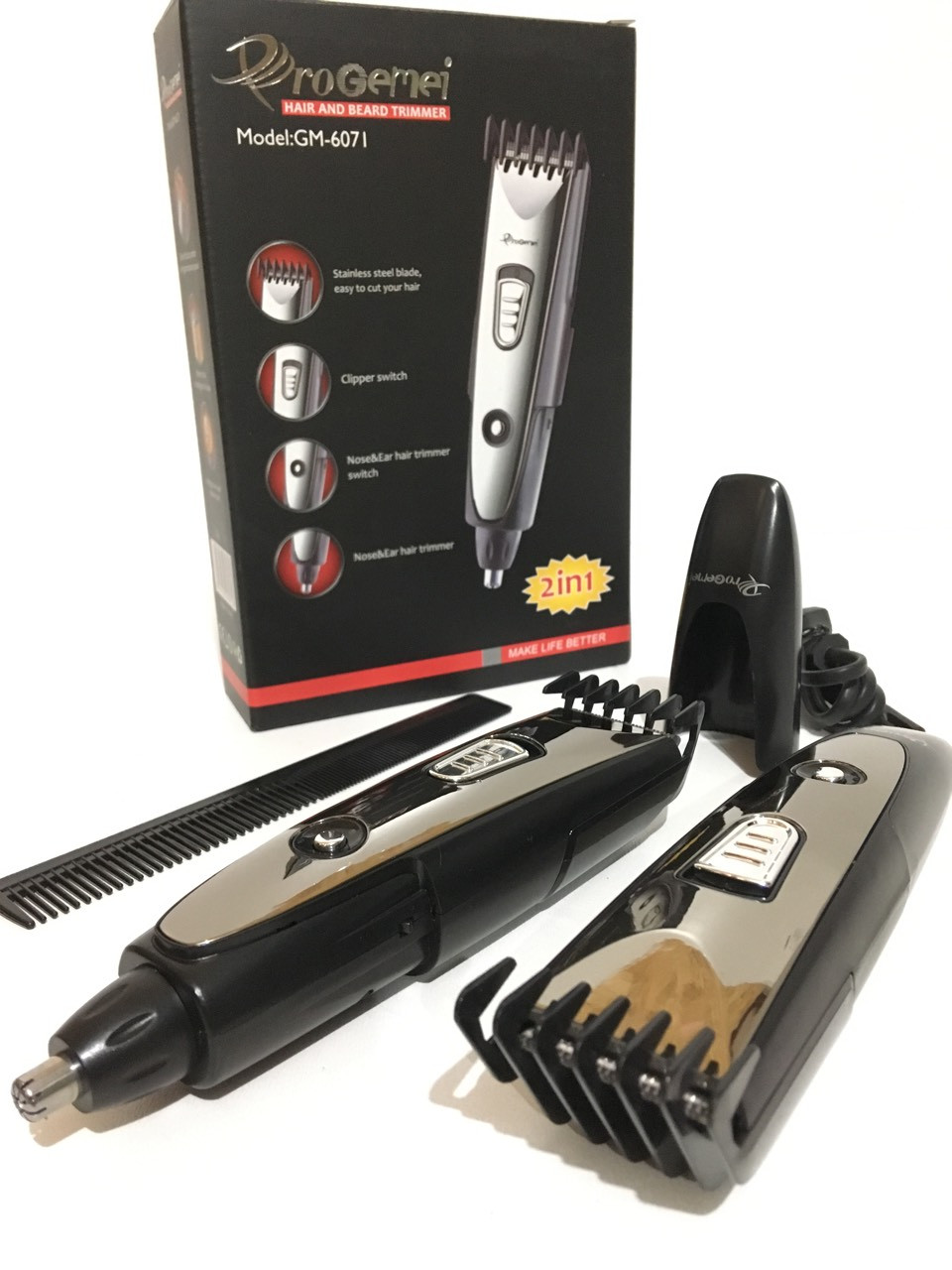 Бритва тример машинка для волосся ProGemei GM-6071, 2 в 1 SV227, фото 1