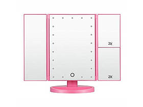 Дзеркало для макіяжу з LED підсвічуванням Superstar Magnifying Mirror 22 Pink Рожева SV227