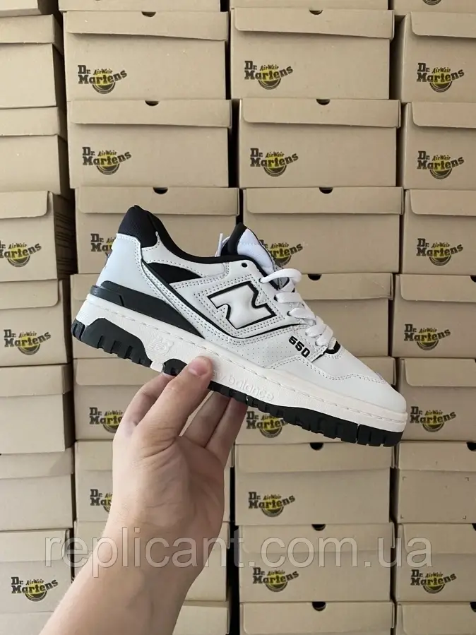 Чоловічі кросівки New Balance 550 White Black Нью-біланс кросівки (22041) (22417), фото 1