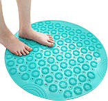 Круглий ковзкий килимок Massage foot rad для душу М'ятний SV227, фото 2
