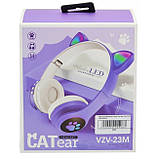 Бездротові навушники з вушками і підсвічуванням MR Cat VZV-23 M бузкові SV227, фото 2