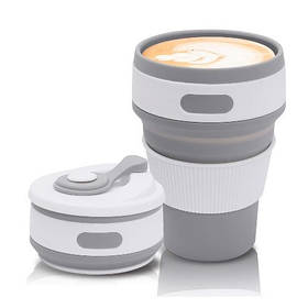Складана склянка силіконова Collapsible Coffee Cup 350 мл Сірий SV227