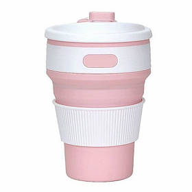 Складана склянка силіконова Collapsible Coffee Cup 350 мл Рожевий SV227