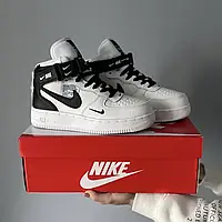 Кроссовки Nike Air Force White/black (хутро) кросівки найк