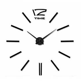 Великий настінний годинник 3D black DIY Clock 70-150 см iC227