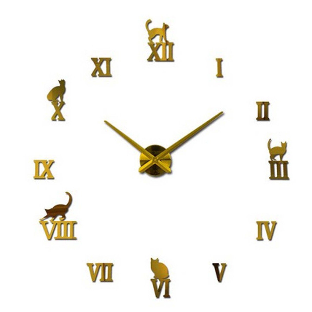 Настінні 3D годинники DIY Clock 80-100 см Кішки Золото SV227, фото 1