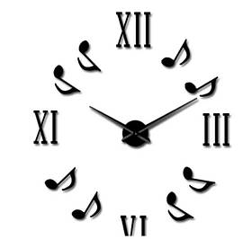 Настінний 3D годинник DIY Clock 80-100 см Нота Чорний iC227