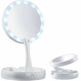 Складное дзеркало для макіяжу з Led підсвічуванням кругле My Fold Away Mirror White SV227