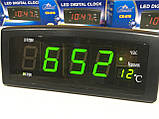 Годинник електронний настільний Caixing CX 818 LED Digital Clook з 8 будильниками і термометром SV227, фото 2