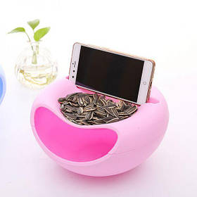 Миска-підставка для телефону і для насіння, горіхів, різноманітних снеків рожева SV227
