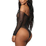 Боді в сітку чорне зі стразами, фото 3