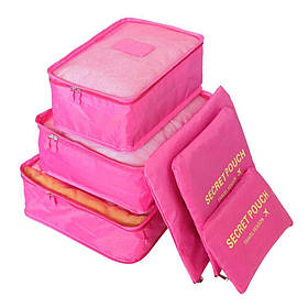 Набір дорожніх органайзерів Laundry Travel Pouch 6 шт малиновий SV227