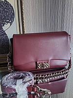 Женская кожаная сумка Polina & Eiterou с пряжкой цвета марсала