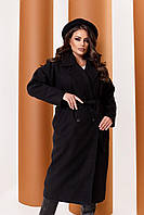 Пальто жіноче кашемірове на підкладці з поясом 48-50;52-54;56-58 (4 цв.) "BELUZA" від прямого постачальника Чорний, XL-2XL