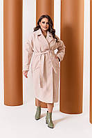 Пальто жіноче кашемірове на підкладці з поясом 48-50;52-54;56-58 (4 цв.) "BELUZA" від прямого постачальника Бежевий, XL-2XL