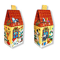 Новогодняя Коробка для Конфет (350гр) Картонная Упаковка для Подарков Красный Сказочный Дом (25 шт)