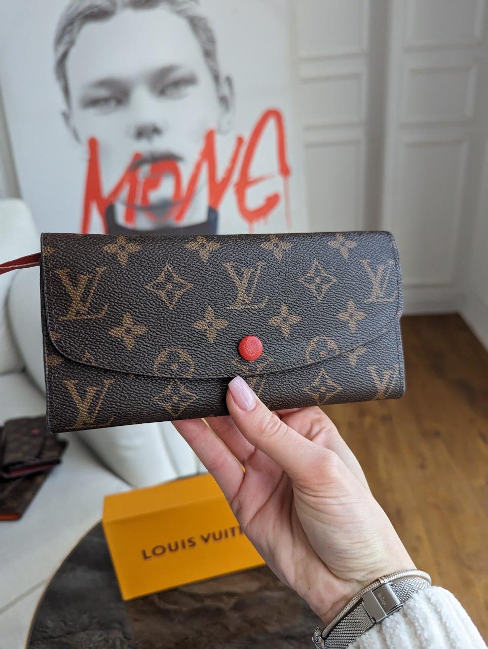 Жіночий гаманець  коричневий + червоний великий Луї Віттон