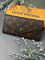 Жіночий гаманець  коричневий + зелений великий Луї Віттон